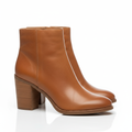Leather Block Heel Ankle Boots