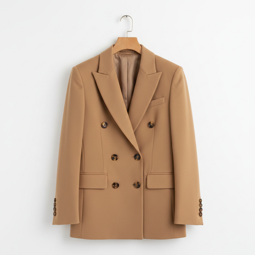 Camel Double Breasted Blazer