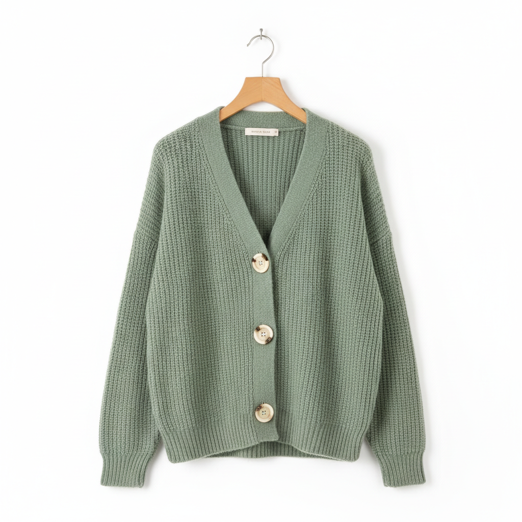 Ribbed Knit Button Cardigan