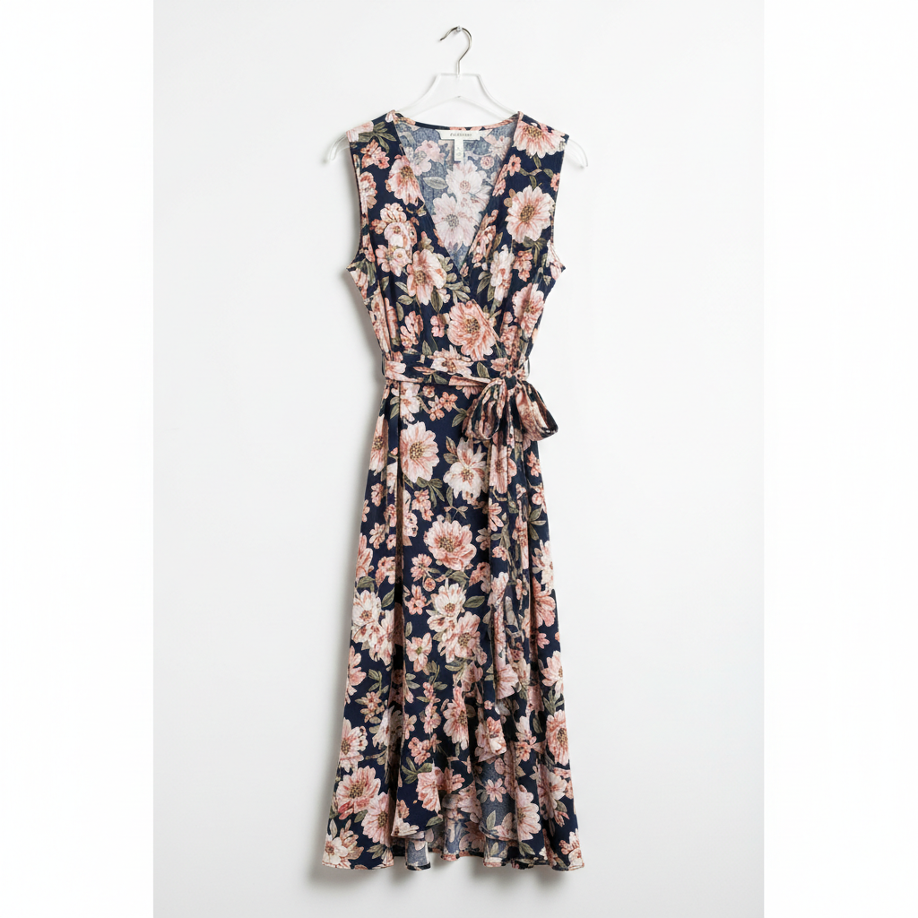Floral Wrap Midi Dress